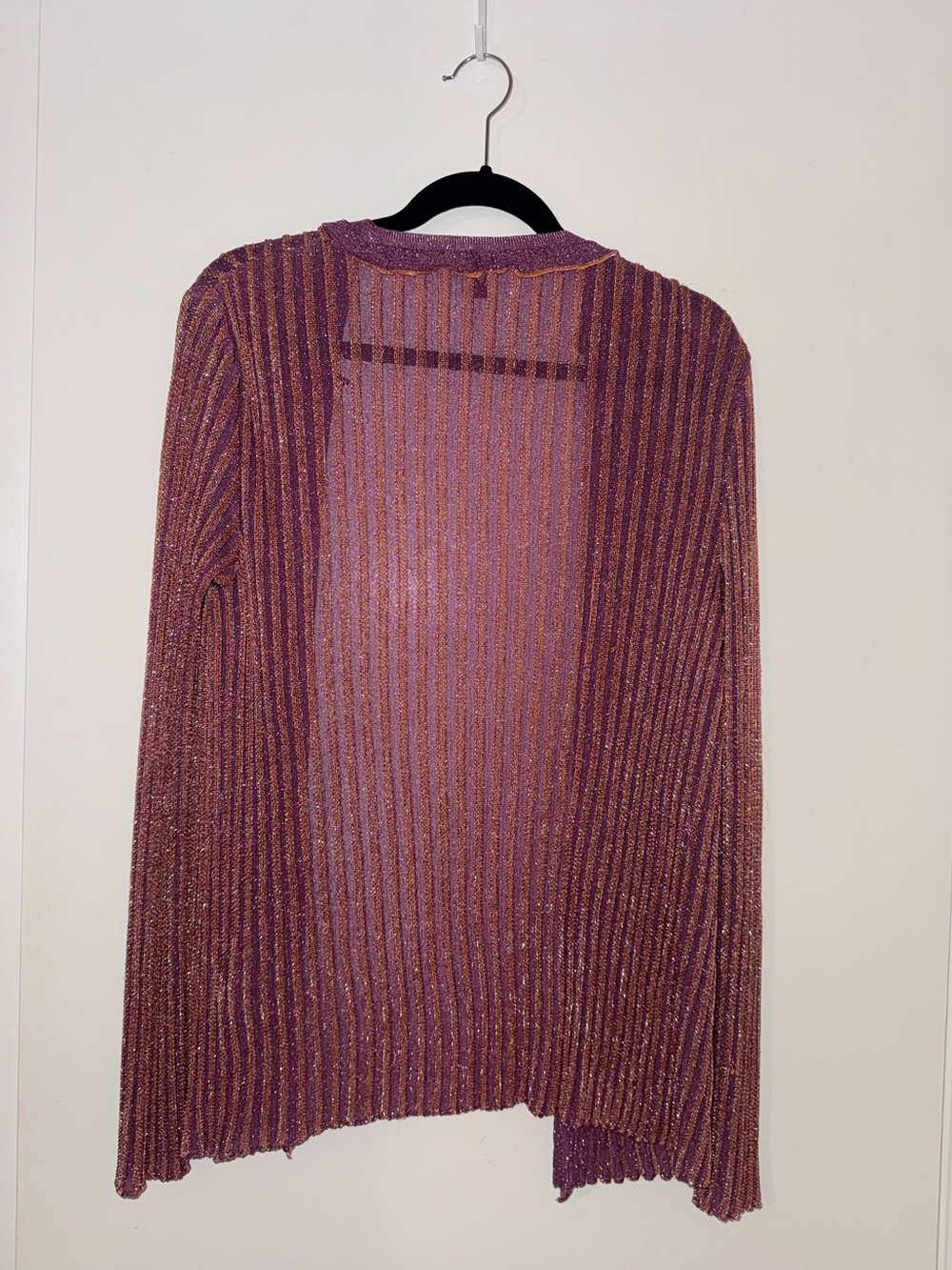 Missoni Purple and Gold Metallic Ribbed Open-Front Cardigan - Picture 2 of 4